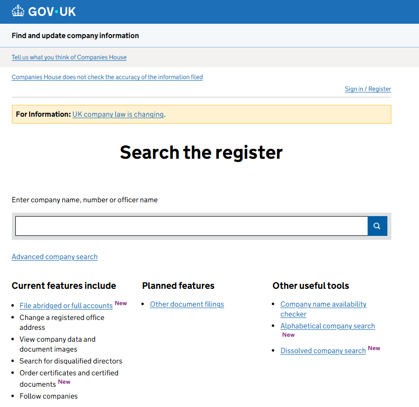 Companies House Search